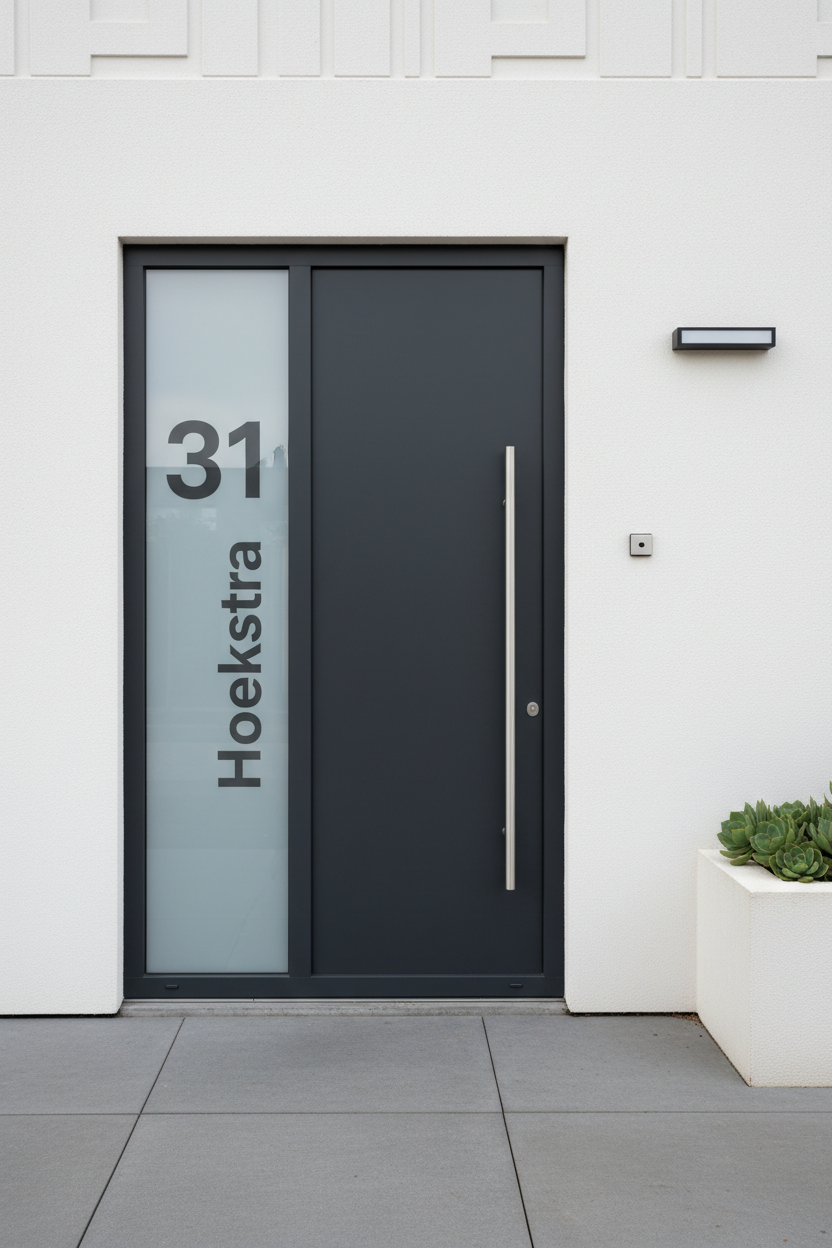 Deur met huisnummer 31 en familienaam Hoekstra